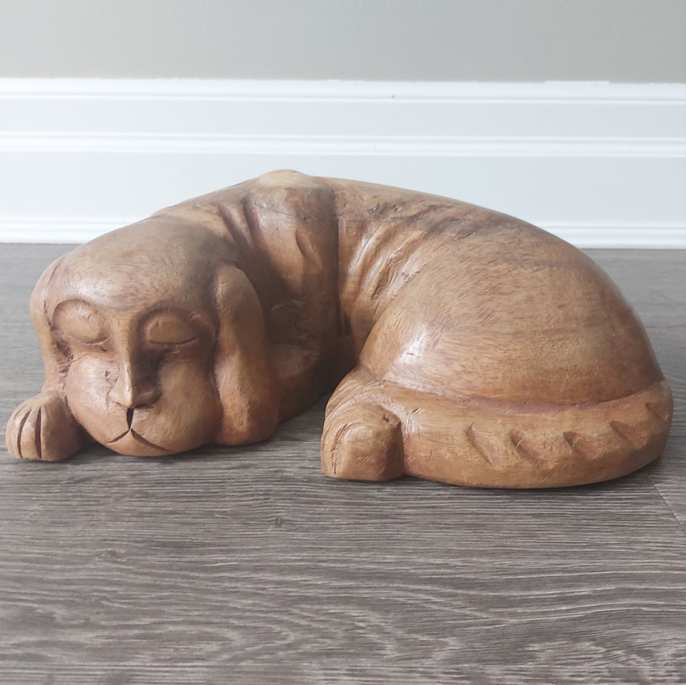 Vintage handcarved handcrafted solid wood dog.